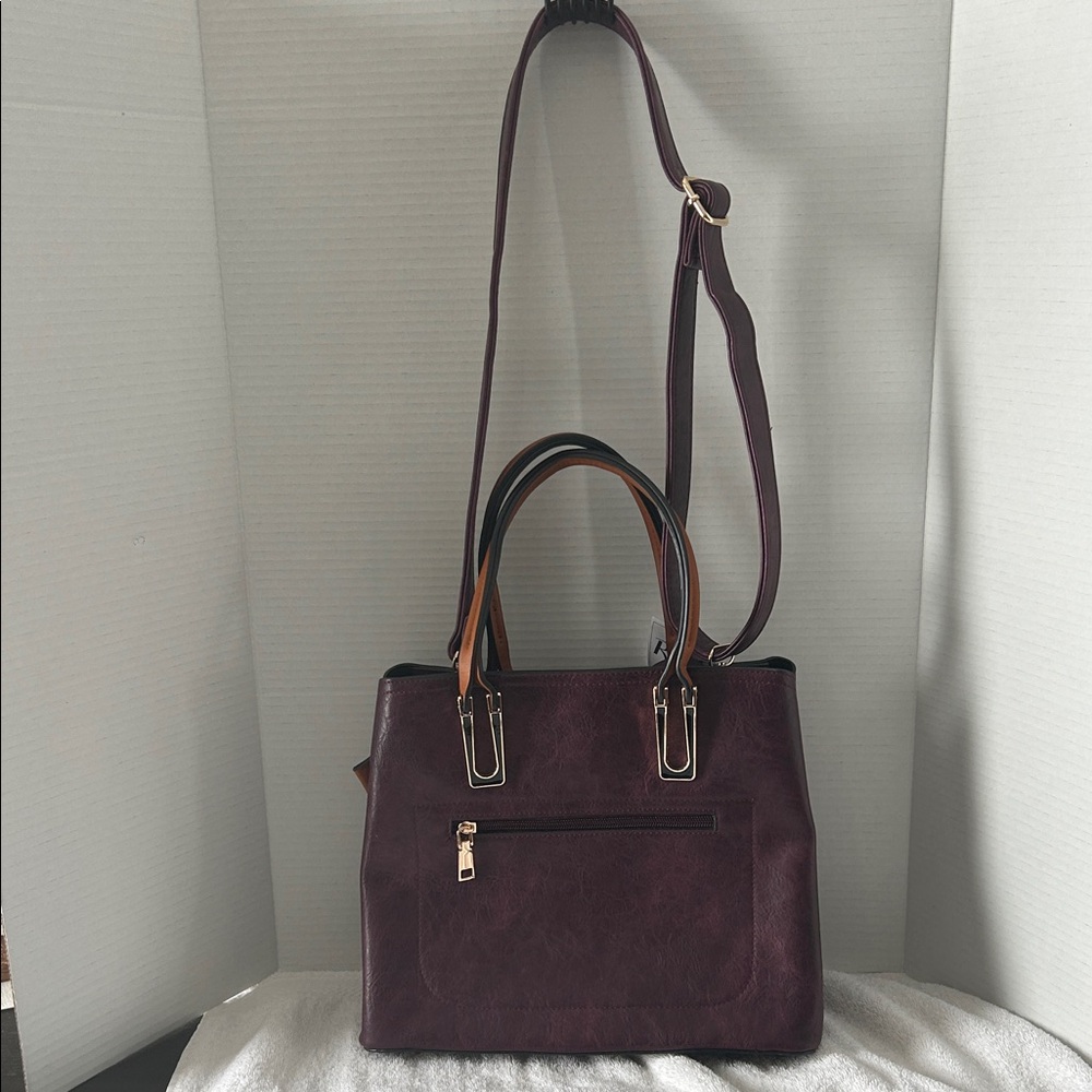 Faux Leather Tote, Shoulder Bag. NWT’S. Color: Wine